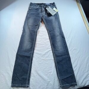 Pur Premium Denim Jeans Size‎ 2 Blue Gray Wash White Stitch Skinny Stretch NWT